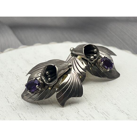 Vintage Carol Felley Amethyst Flower Sterling Silver...